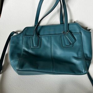 Coach Teal Leather Tote Bag